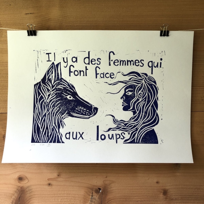 Linogravure Il y a des femmes