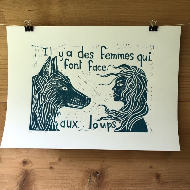 Linogravure Il y a des femmes